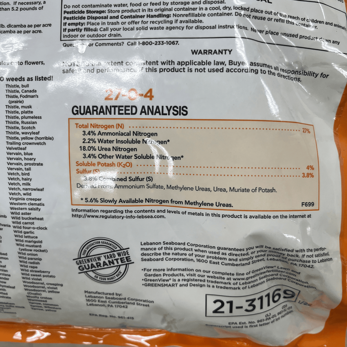 Greenview Broadleaf Weed Control & Fertilizer